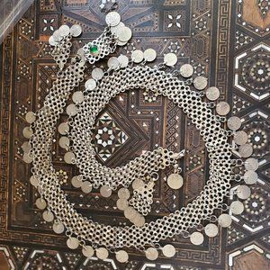 Vintage Middle Eastern silver coin metal belt